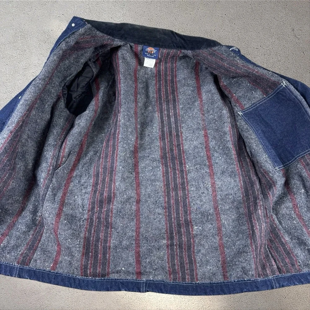 Vintage Dickies Denim Chore Jacket Men's Medium Blanket Lined Work Barn Coat